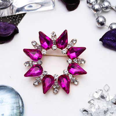 Брошь «Сияние» ореол, цвет розовый в розовом золоте