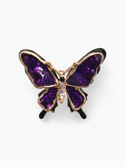 Брошь «Бабочка» дарк, цвет чёрно-фиолетовый в чернёном золоте