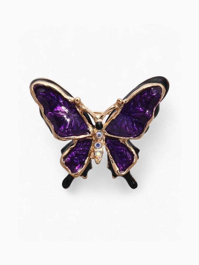Брошь «Бабочка» дарк, цвет чёрно-фиолетовый в чернёном золоте - Фото 1