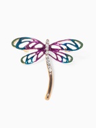Брошь «Стрекозка» радужная, сине-фиолетовая в золоте - Фото 1