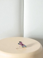 Брошь «Стрекозка» радужная, сине-фиолетовая в золоте - Фото 4