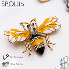 Брошь «Пчела» медуница, цветная в золоте - фото 5053949