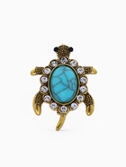 Брошь «Черепашка» панцирь под бирюзу, голубая в чернёном золоте - Фото 1