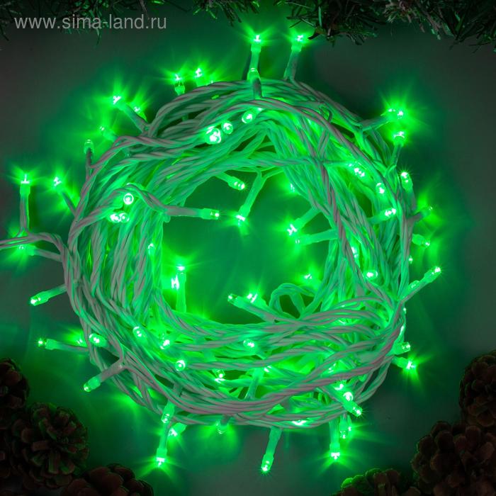 Гирлянда «Нить» 10 м, IP44, белая нить, 100 LED, свечение зелёное, 8 режимов, 220 В - Фото 1