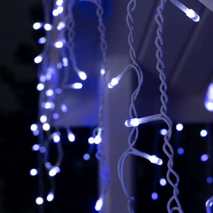 Гирлянда «Бахрома» 4 × 0.6 м, IP44, белая нить, 180 LED, свечение бело-синее, мигание, 220 В - фото 1905510221
