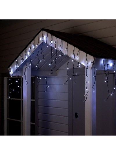 Гирлянда «Бахрома» 4×0.6 м, IP44, тёмная нить, 180 LED, свечение белое, мерцание белым, 220 В