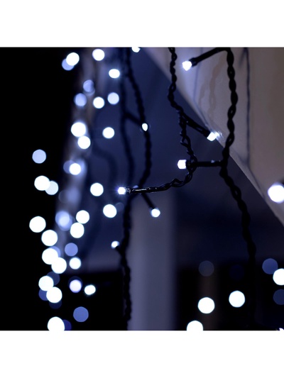 Гирлянда «Бахрома» 4×0.6 м, IP44, тёмная нить, 180 LED, свечение белое, мерцание белым, 220 В