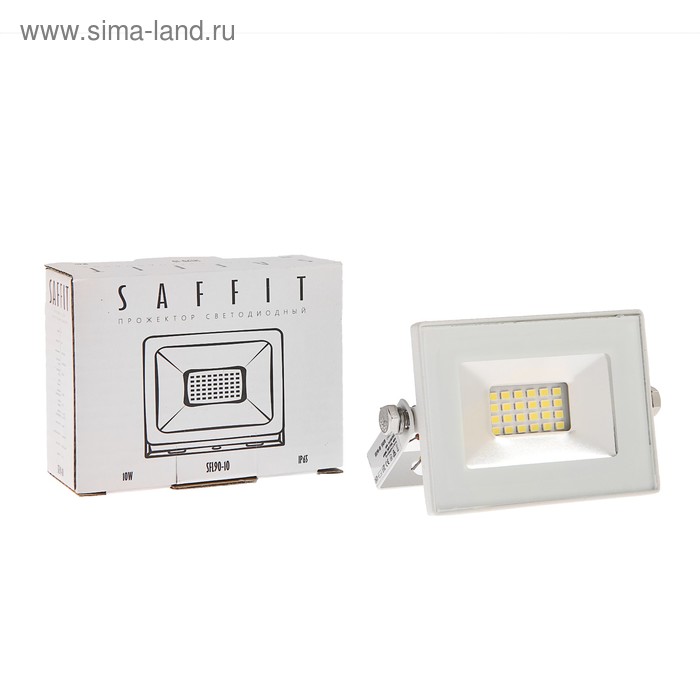 Прожектор светодиодный SAFFIT SFL90-10, 10 Вт, 230 В, 6400 К, 900 Лм, IP65, 120°, белый - Фото 1
