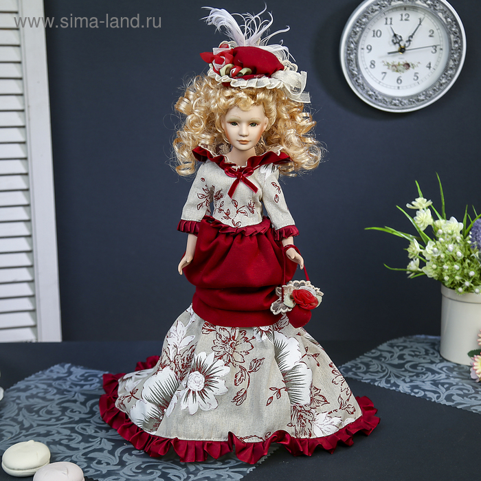Кукла-светильник коллекционная керамика "Придворная дама Екатерина" 45 см - Фото 1