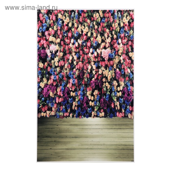 Фотофон винил "Стена из цветных роз" стена+пол 80х125 см - Фото 1