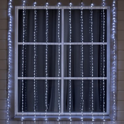 Гирлянда «Водопад» 2 × 3 м, IP44, УМС, прозрачная нить, 800 LED, свечение белое, 8 режимов, 220 В, УЦЕНКА