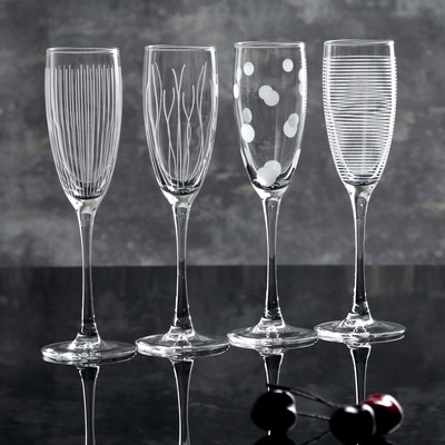 Набор стеклянных бокалов для шампанского «Лаунж клаб», 170 мл, 4 шт