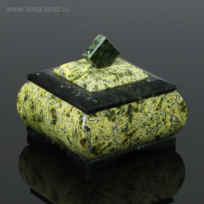 Шкатулка "Ларчик", 8х8х7 см, натуральный камень, змеевик - Фото 1