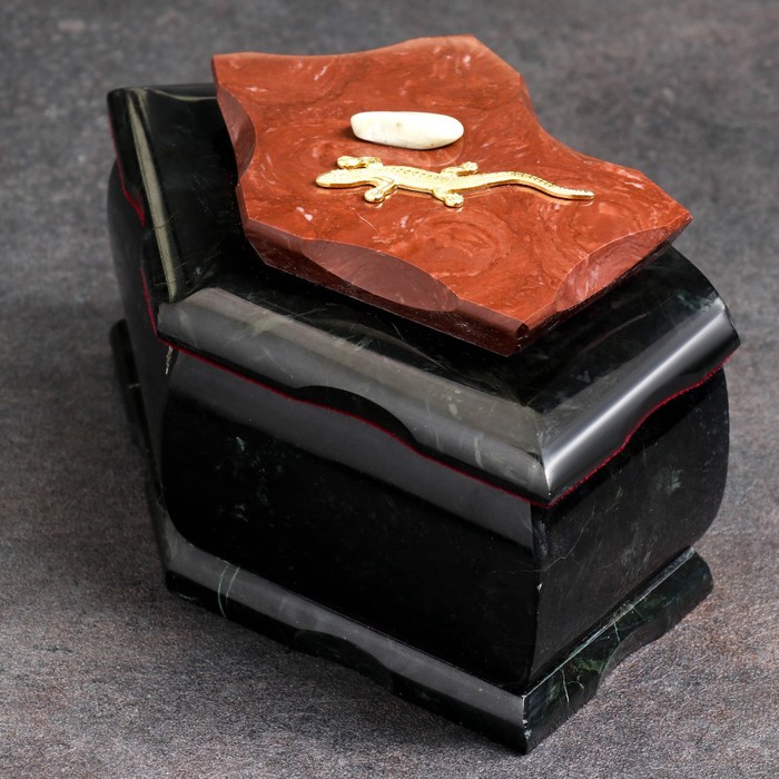 Ларец "Пятигранный" 16х9х8 см, натуральный камень, змеевик - фото 1905510407
