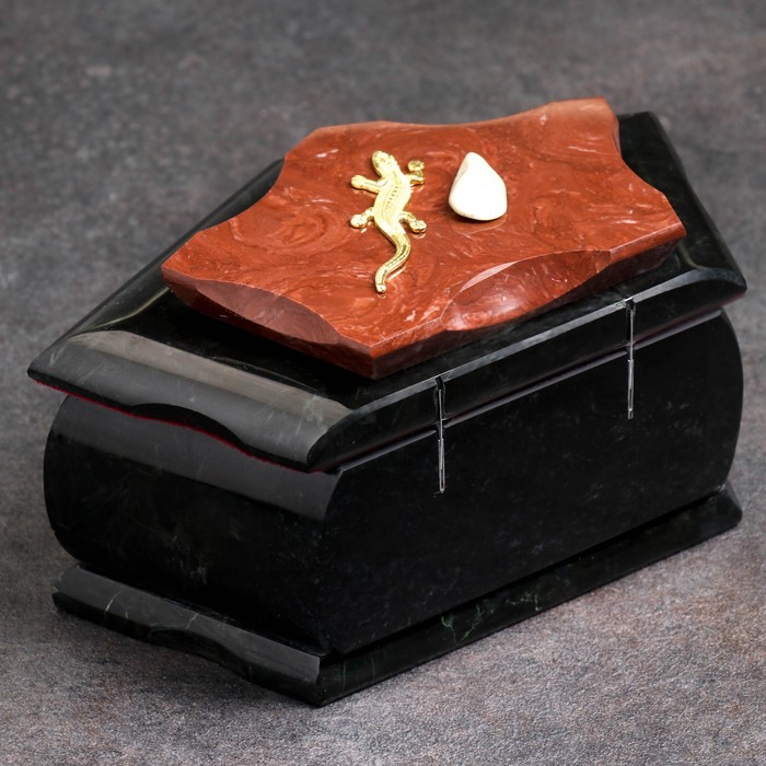 Ларец "Пятигранный" 16х9х8 см, натуральный камень, змеевик - фото 1905510408