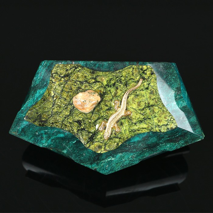 Ларец "Пятигранный" 16х9х8 см, натуральный камень, змеевик - фото 1905510411
