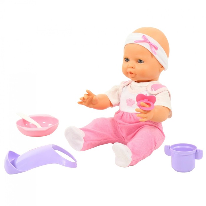 Пупс «Забавный» с соской и набором для кормления, 35 см, в пакете 44379