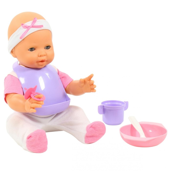 Пупс «Забавный» с соской и набором для кормления, 35 см, в пакете 44379