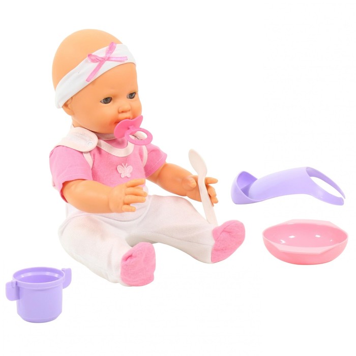 Пупс «Забавный» с соской и набором для кормления, 35 см, в пакете 44379