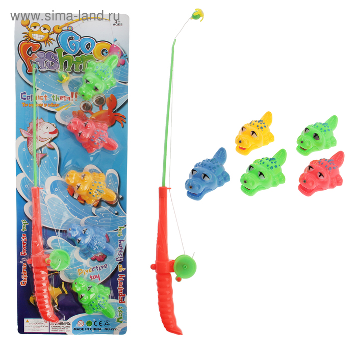 Рыбалка "Крокодильчики", 5 крокодилов+ удочка, МИКС - Фото 1