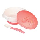 Набор детской посуды «Доченька», 3 предмета: тарелка на присоске, крышка, ложка, цвет розовый - Фото 6