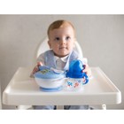 Набор детской посуды «Сладкий малыш», 3 предмета: тарелка на присоске, крышка, ложка, цвет голубой - Фото 2