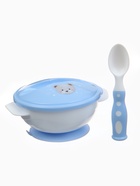 Тарелка на присоске из силикона M&B «Сладкий малыш», в наборе крышка, ложка, голубой - Фото 10