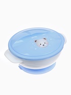 Тарелка на присоске из силикона M&B «Сладкий малыш», в наборе крышка, ложка, голубой - Фото 7