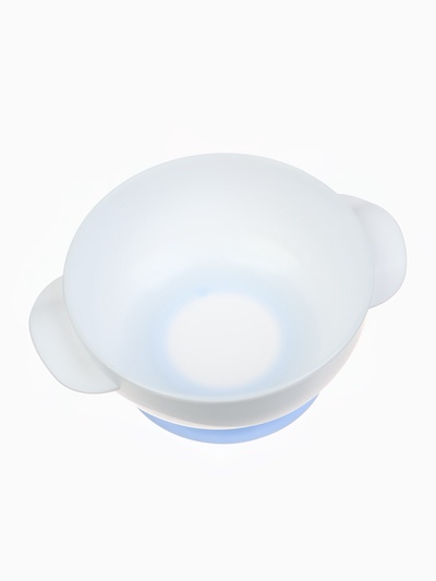 Тарелка на присоске из силикона M&B «Сладкий малыш», в наборе крышка, ложка, голубой