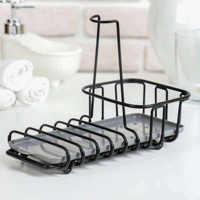 Подставка для губок и моющего средства Доляна, 22×12×16 см, цвет чёрный