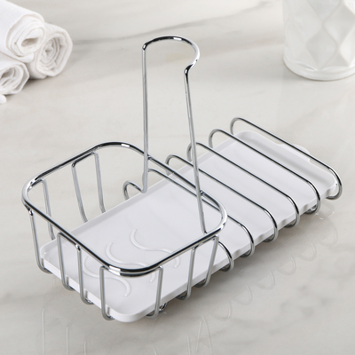 Подставка для губок и моющего средства Доляна, 22×12×16 см цвет белый