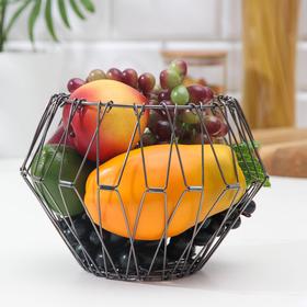Ваза для фруктов Доляна, раскладная, 29×29×4,5 см, цвет графит
