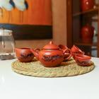 Набор для чайной церемонии керамический «Дракон», 10 предметов: 8 пиал 35 мл, чайник 200 мл, чахай 150 мл, цвет коричневый - Фото 12