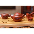 Набор для чайной церемонии керамический «Дракон», 10 предметов: 8 пиал 35 мл, чайник 200 мл, чахай 150 мл, цвет коричневый - фото 4258446