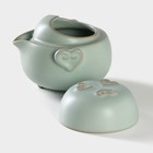 Набор для чайной церемонии керамический «Тясицу», 2 предмета: чайник 200 мл, чашка 100 мл, цвет голубой - фото 4258451