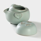 Набор для чайной церемонии керамический «Тясицу», 2 предмета: чайник 200 мл, чашка 100 мл, цвет голубой - Фото 4