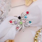 Кольцо для платка «Стрекозка» цветное в серебре - Фото 1