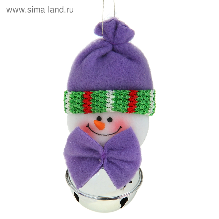 мягкая подвеска на шаре 11*7 см снеговик фиолет - Фото 1