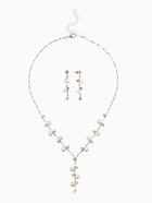 Набор 2 предмета: серьги, колье «Изумление», ветвь, белый в золоте, 42 см - Фото 2