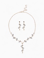 Набор 2 предмета: серьги, колье «Изумление», цветение, белый в золоте, 42 см - Фото 1