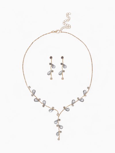 Набор 2 предмета: серьги, колье «Изумление», цветение, белый в золоте, 42 см