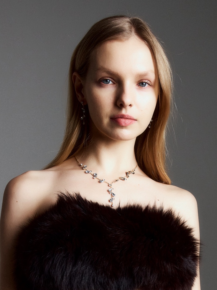 Набор 2 предмета: серьги, колье «Изумление», цветение, белый в золоте, 42 см - Фото 1