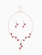 Набор 2 предмета: серьги, колье «Изумление» цветение, цвет красно-белый в золоте, 42 см - Фото 1