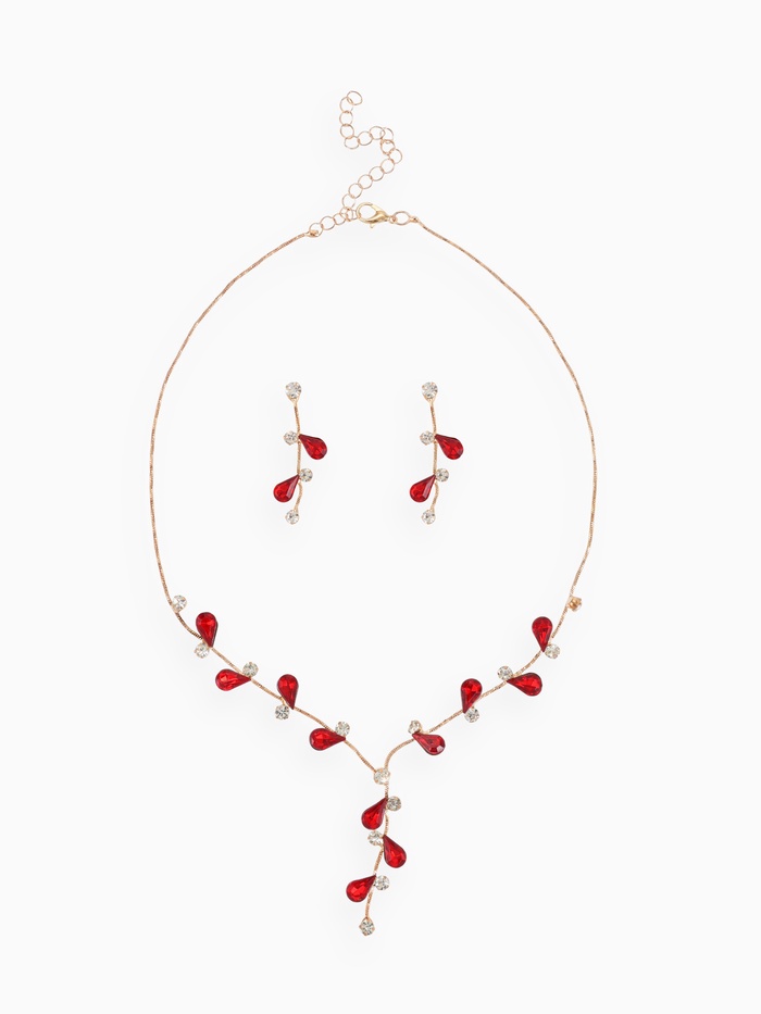 Набор 2 предмета: серьги, колье «Изумление» цветение, цвет красно-белый в золоте, 42 см - Фото 1