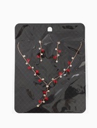 Набор 2 предмета: серьги, колье «Изумление» цветение, цвет красно-белый в золоте, 42 см 3723854