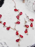 Набор 2 предмета: серьги, колье «Изумление» цветение, цвет красно-белый в золоте, 42 см - Фото 7