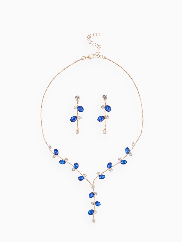 Набор 2 предмета: серьги, колье «Изумление» цветение, цвет сине-белый в золоте, 42 см - Фото 1