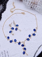 Набор 2 предмета: серьги, колье «Изумление» цветение, цвет сине-белый в золоте, 42 см 3723855