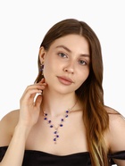 Набор 2 предмета: серьги, колье «Изумление» цветение, цвет сине-белый в золоте, 42 см 3723855