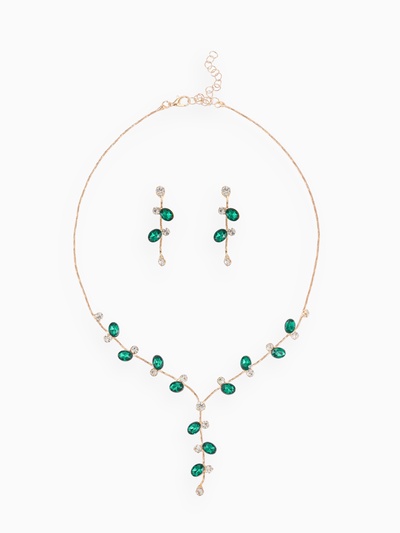 Набор 2 предмета: серьги, колье «Изумление» цветение, цвет зелёно-белый в золоте, 42 см